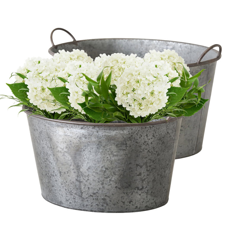 Traver 2 Piece Galvanized Metal Planters