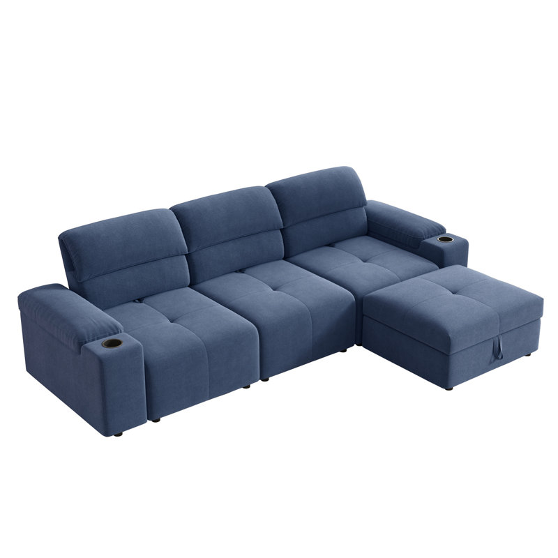 Canapé modulaire en L Upholstered Furniture, Polyester bleu