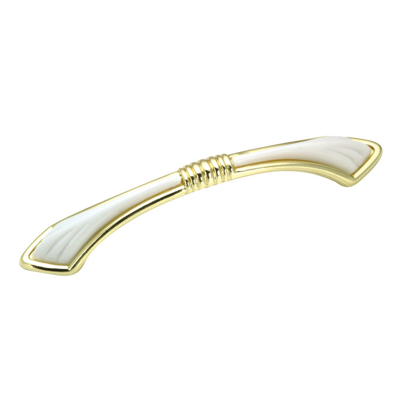 Expression 3 25/32" Center to Center Arch Pull, Brass/White