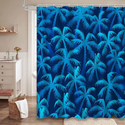 Rideau de douche à motif floral tropical avec 12 crochets