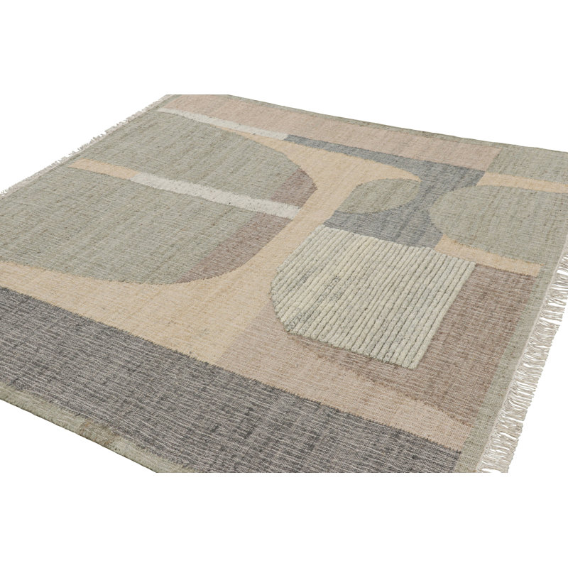 Kilim & Flat Weave Wool Geometric Area Rug, Rectangle 6' x 9'