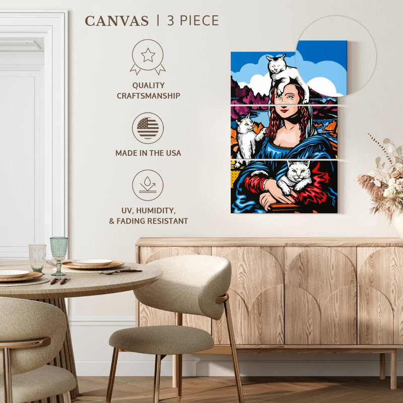Ketti Mona Lisa With Cats, 38" H x 24" W
