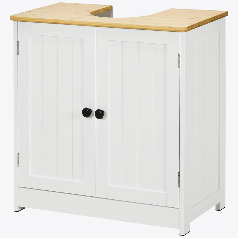 Armoire de salle de bain moderne sous le lavabo, meuble-lavabo mural pour salle de bain, armoire de rangement avec portes doubles et tablette réglable, blanc
