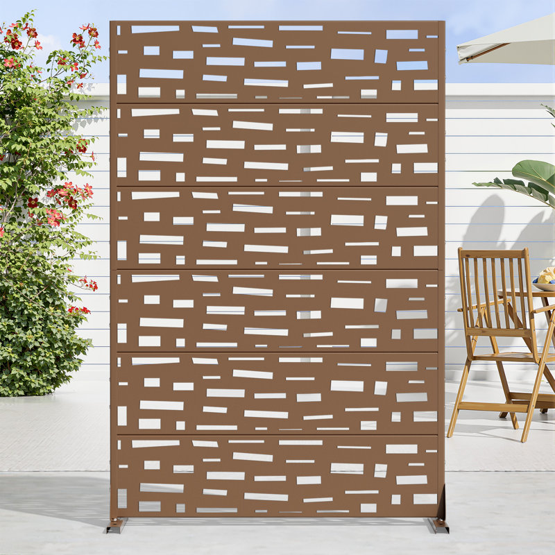Panneau de clôture en métal pour l'extérieur, H 72 po x l 47 po x P 16 po, Brun