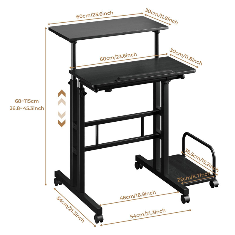 Kalb Adjustable Standing Desk, Black