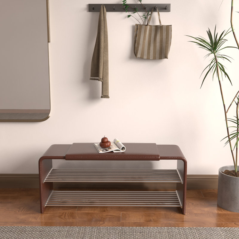 31,5 Tabouret avec range-chaussures, Café