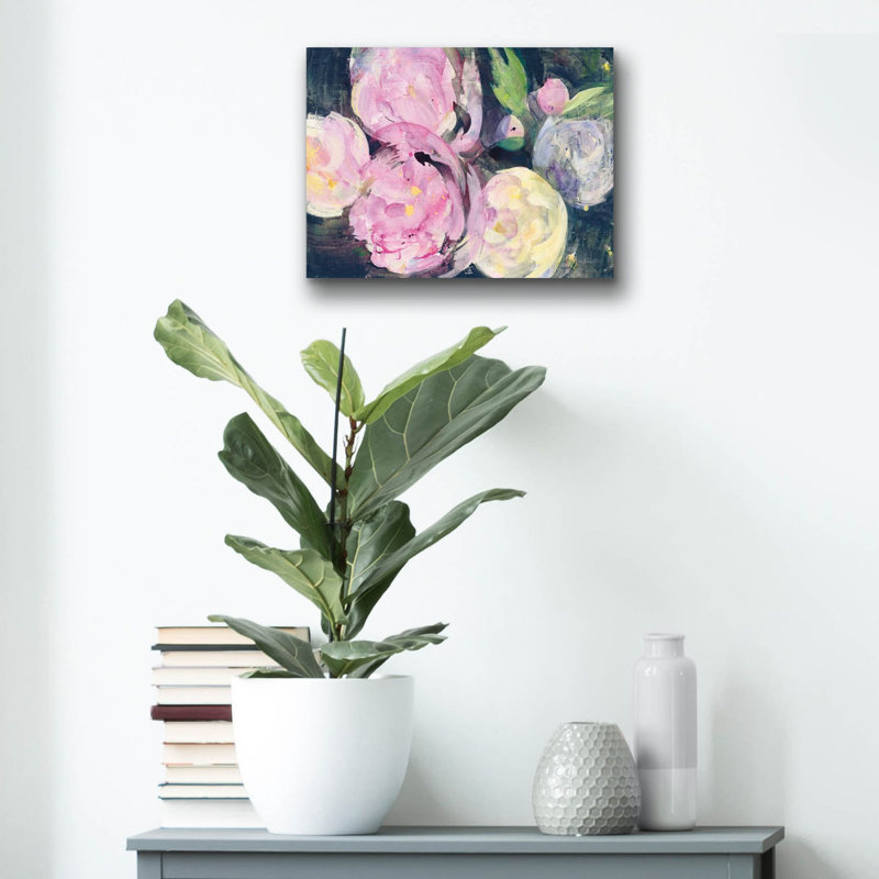 «Evening Peony 1» par Albena Hristova, art mural en verre acrylique, H 12 po x l 16 po x P 0,13 po