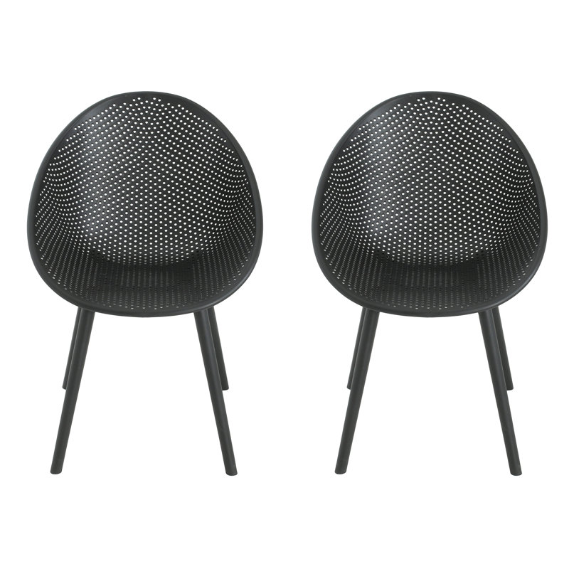 2 chaises de salle à manger - options de sièges d'extérieur noires 2 pièces avec aspect attrayant