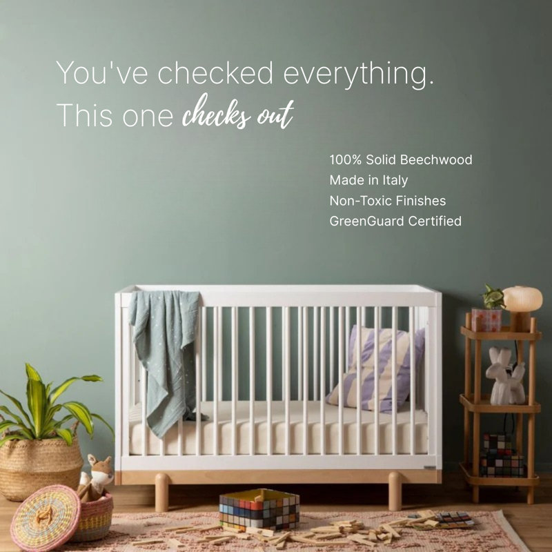 Bliss 4-in-1 Convertible Crib, White/Natural