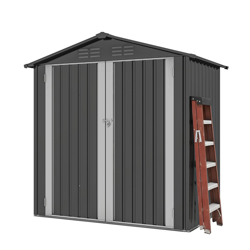 Garden 6 Ft. W X 4 Ft. D Steel Outdoor Storage Shed, Grey