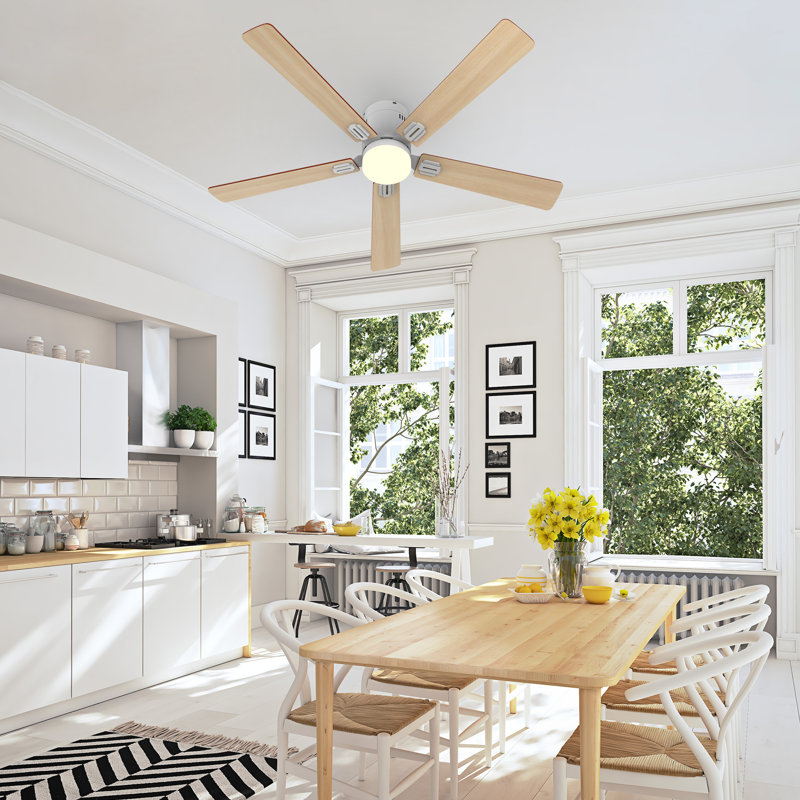 132cm 5 - Blade LED Ceiling Fan with Remote Control and Light Kit Included