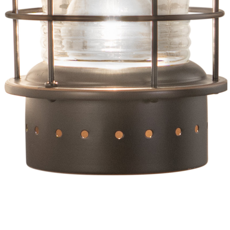 Crownsville 12.25 in. H 1-Light Burnished Bronze Coastal Outdoor Wall Sconce made of Durable Steel, Clear Ribbed Glass Shade, LED Compatible, Use for Exterior Porch Patio Front Door or Garage
