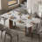 63" Modern Glossy Dining Table, Faux Marble Sintered Stone Double-Layer Top with Stainless Steel Base, Seats 4-6