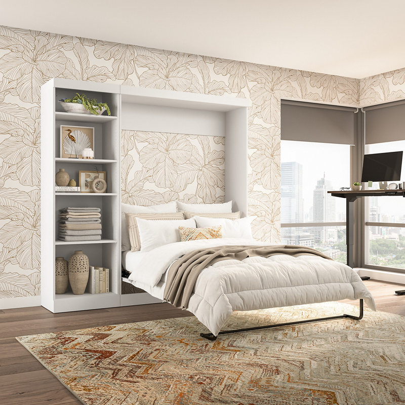 Lit escamotable avec rangement Arlex, Blanc, Plein