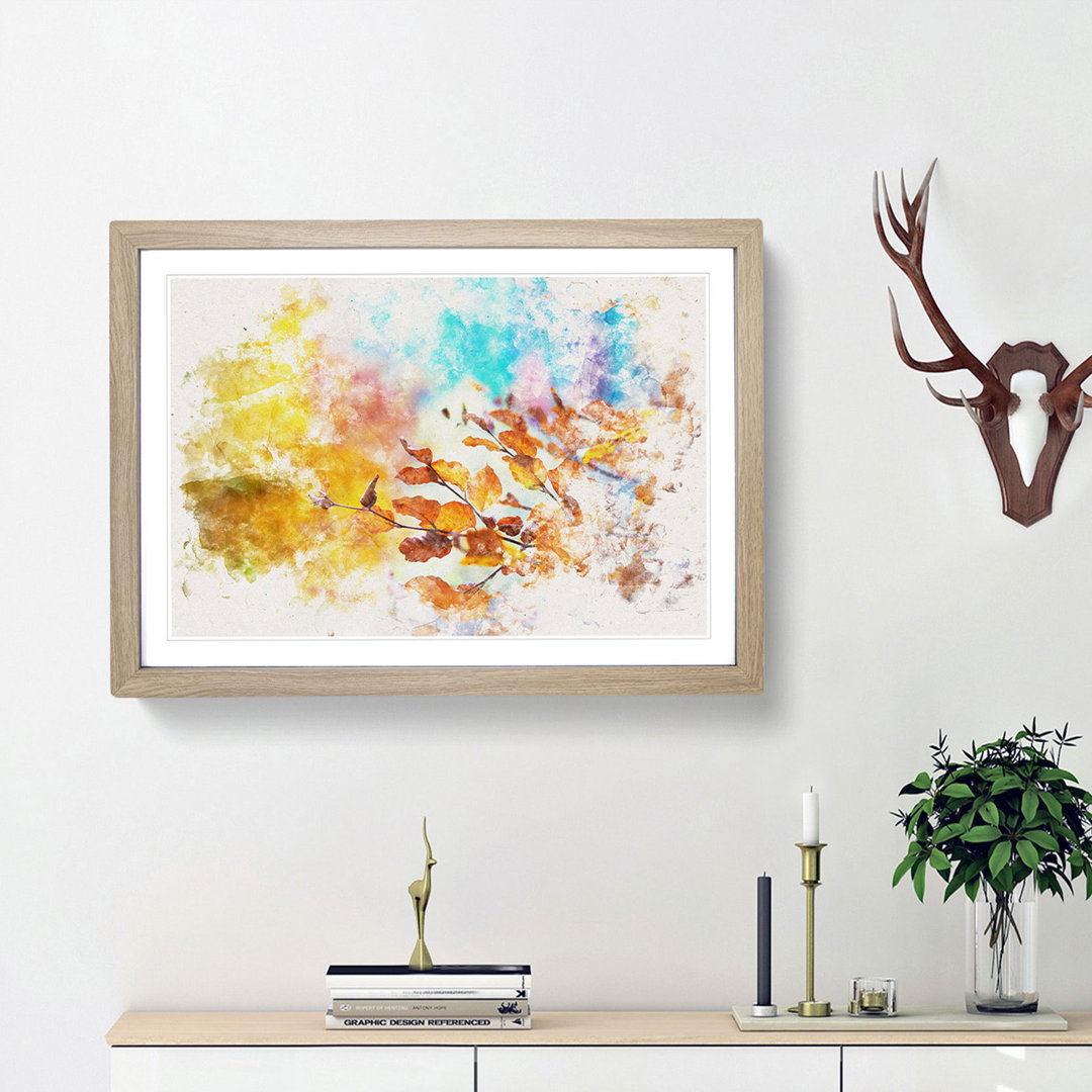 Autumn Leaves Abstract Watercolour - Single Picture Frame Print on MDF