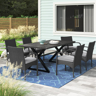 Aram 7 Piece Dining Set with Cushions by Beachcrest Home