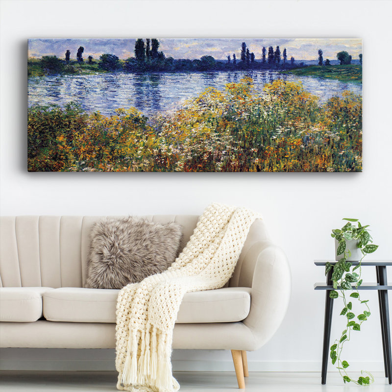 «Seine Shores At Vétheuil» par Monet, reproduction sur toile, H 20 po x l 50 po x P 1,5 po