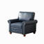 Fauteuil de salon simple avec pieds en bois et similicuir bleu marine-1664990141