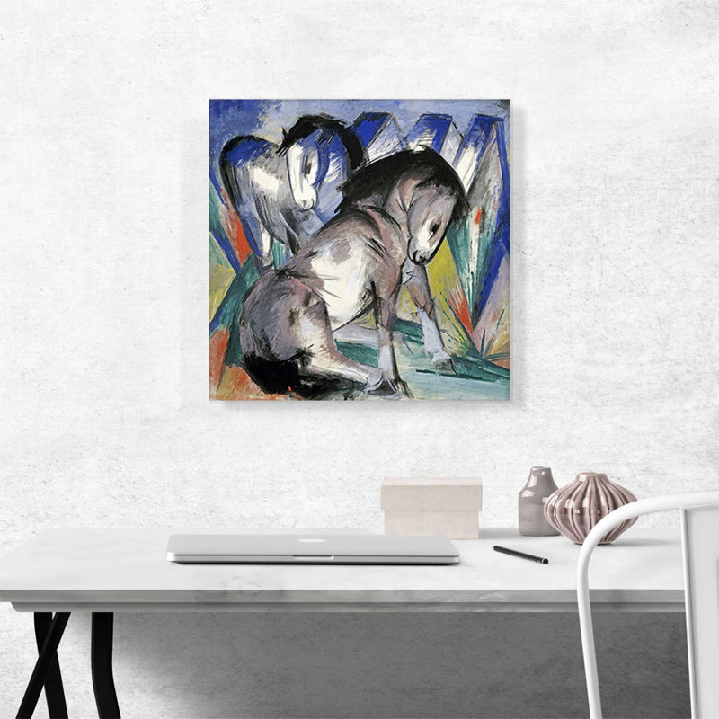 «Two Horses 1913» par Franz Marc, reproduction d'art sur toile tendue, H 18 po x l 18 po x 1,5 po
