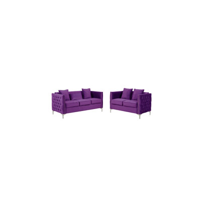 Shabuh Country Cottage Velvet Sofa Loveseat Chair Living Room Set