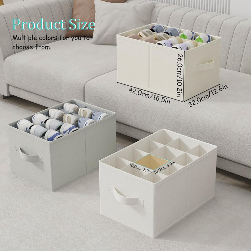 2 Pack Shoe Organizer For Closet, Fits Up To 24 Pairs, Foldable Space-Saving Storage Container Bins With Reinforced Handles, Clothes Basket, 42 X 32 X 26 Cm, XSNX02G-2