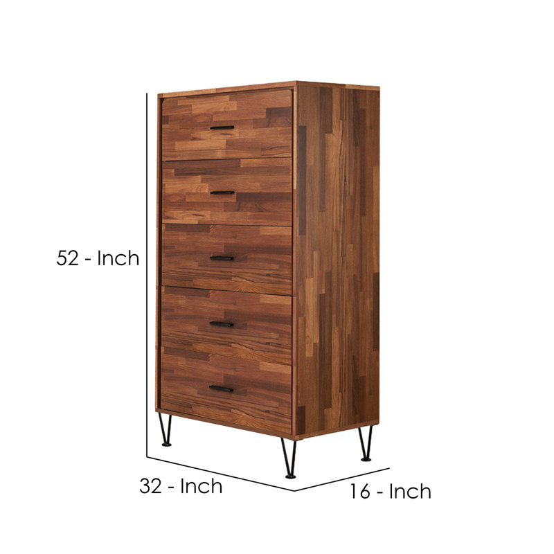 Commode 5 tiroirs Lochner, Noyer