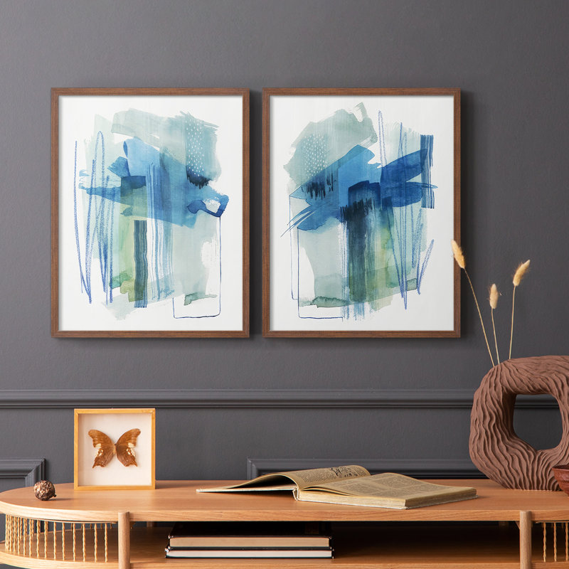 «Abstract Oasis I», reproduction encadrée de qualité supérieure - prête à être accrochée - aucun clou requis - aucun clou requis