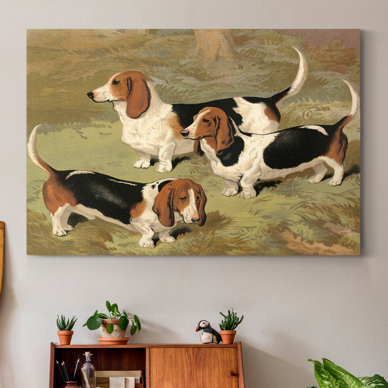 « Basset Hounds »-impression sur toile, H 12 po x l 18 po x P 1,5 po