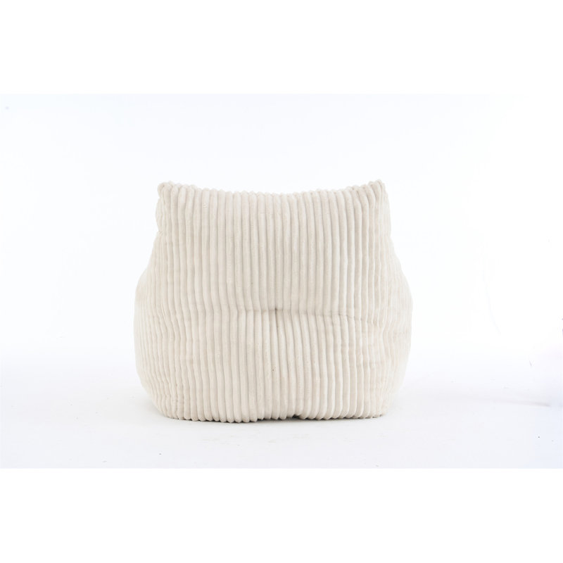 Soft Fluffy Corduroy Fabric Bean Bag Chair Filled With Memory Sponge, Beige Corduroy