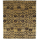 Rumi One-of-a-Kind Damask Hand-Knotted Silk Primrose/Brown Area Rug