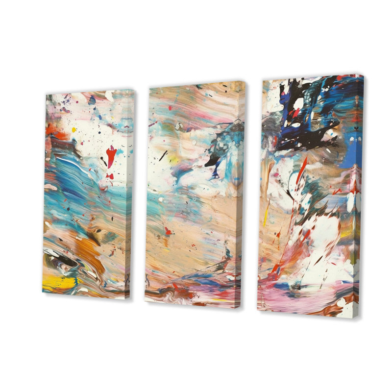 Automne de la rainure rétro, expressionnisme abstrait III, impression sur toile 3 pièces, H 40 po x l 60 po x P 1 po