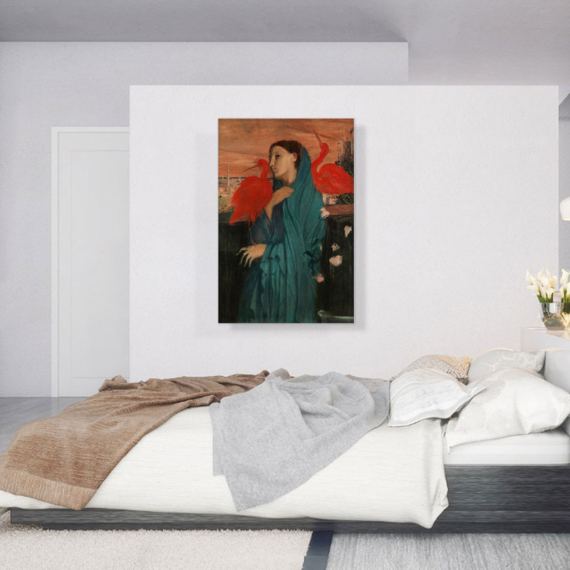 Jeune femme avec un ibis 1862 par Edgar Degas - peinture sur toile tendue, H 40 po x l 26 po x P 0,75 po