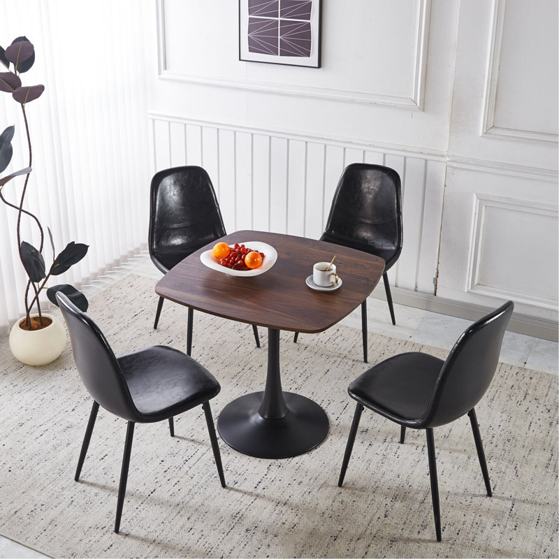Table de salle à manger Mid-Century 1 + 4, table à piédestal avec dessus et pieds en métal pour - 6 personnes, table basse, surface lisse Entretien facile 5: Stable de loisir à nettoyer