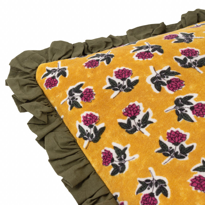 Kemble Floral Square Cushion, Yellow/Green Floral 