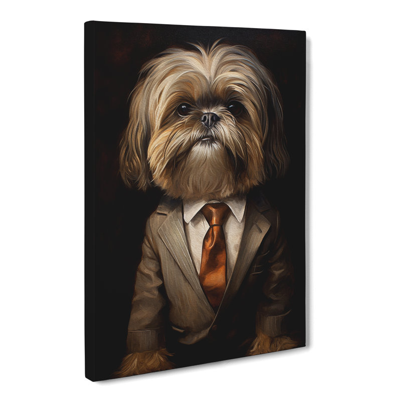 Shih Tzu In A Suit - Wrapped Canvas Print, 60cm H x 40cm W x 3cm D