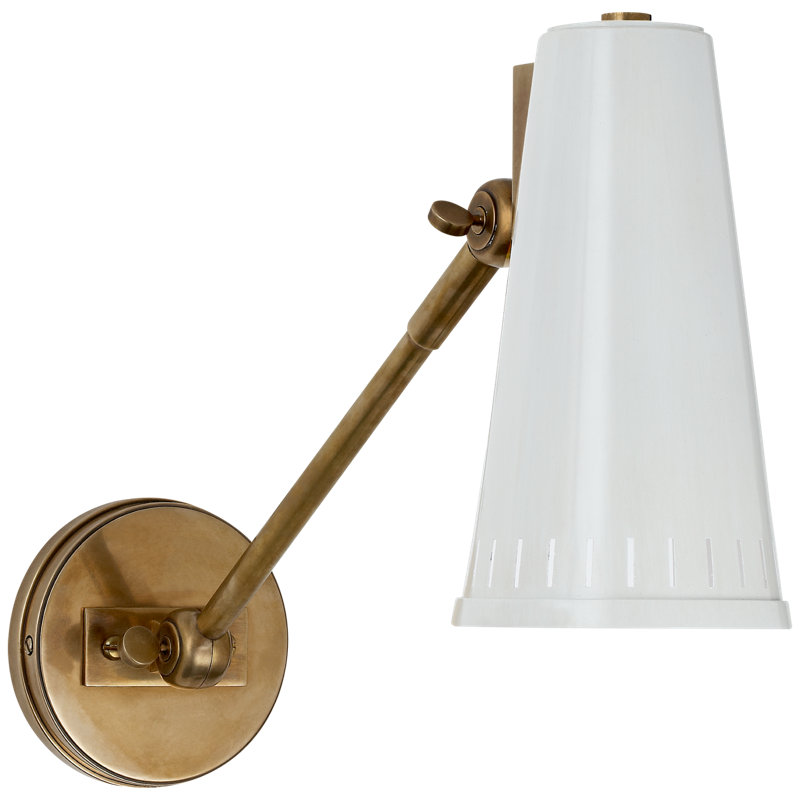 Thomas O'Brien Antonio Adjustable One Arm Wall Lamp, Antique Brass, Antique White