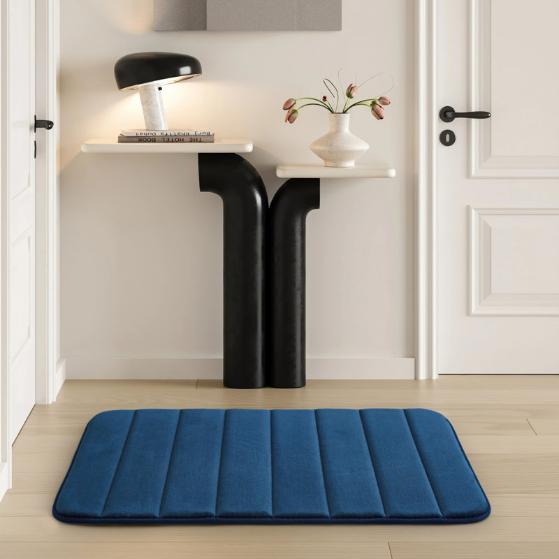 Nasier Memory Foam Non-Slip Bath Mat, Navy, 50x80