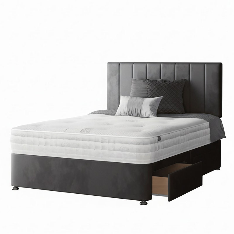 Ohioville Divan Bed Base, 2 Right Drawers, Single (3'), Grey