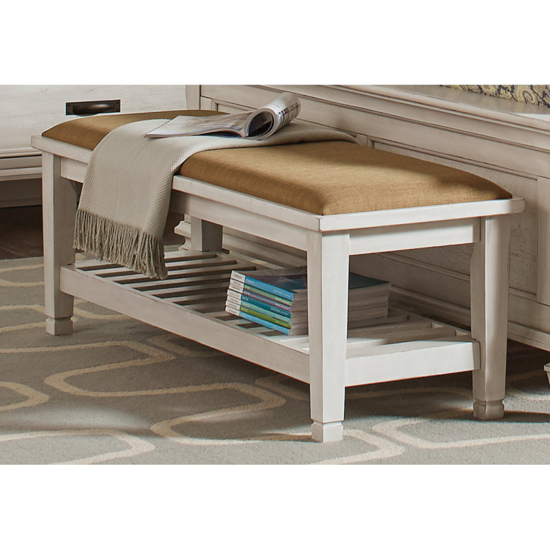 Banc de rangement rembourré en polyester Almee, Ivoire ivoire