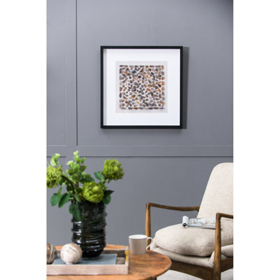 Agate Shadow Box Wall Art, 23.6 Inches, Black Frame, Velvet Backing, Suitable For Transitional Spaces 23.6X23.6 Inches Modern Living Room, - Framed With On Velvet, Creative Addition