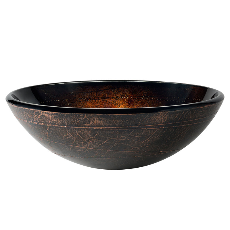 Copper Illusion Round Glass Vessel Sink with Pop-Up Drain