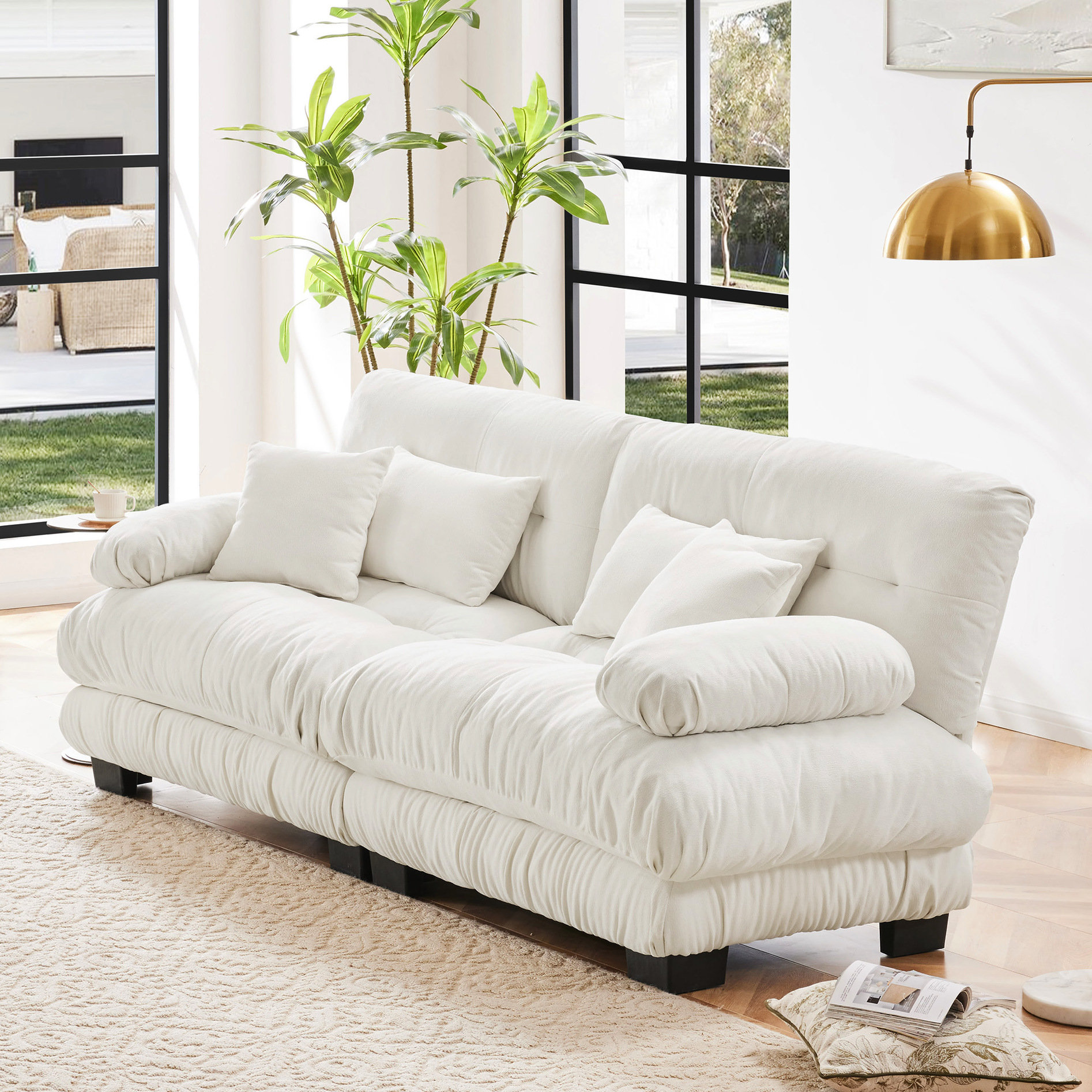 Latitude Run® Living Room Cloud Couch 2 Seater - Chenille White With ...