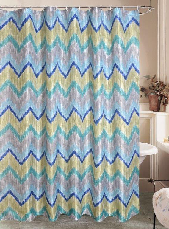 Rideau de douche simple en vinyle chevron Bozarth