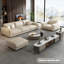 Canapé modulaire beige en cuir véritable