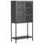 Grande armoire de rangement en métal, buffet avec portes en verre et 2 tablettes réglables, parfait pour un décor moderne et élégant