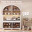 Meuble-bar à café moderne arqué de 192,4 cm avec éclairage DEL intelligent et prise électrique intégrée, buffet de cuisine de 140 cm de haut avec portes vitrées, casier à verres à vin et 3 tiroirs pour salle à manger-615871696