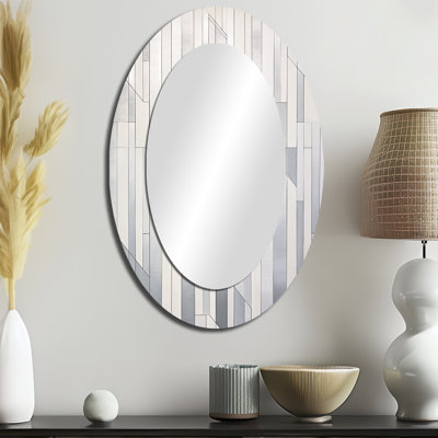 Gris gris blanc platine - Miroir décoratif abstrait ovale sur métal