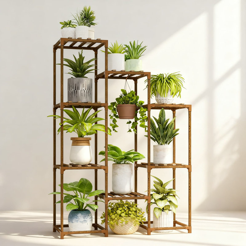 Tablette suspendue pour plante haute pour pots multiples, grand présentoir à fleurs en bois pour salon, balcon, jardin