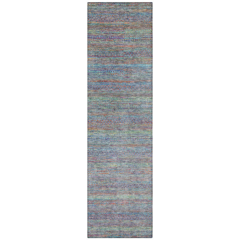Machine Washable Indoor/Outdoor Oden ACN2148 Striped Rug, Runner 2'3" x 7'6"