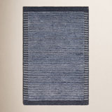 Yasmin Striped Hand Loomed Recycled P.E.T. Area Rug in Blue/Beige